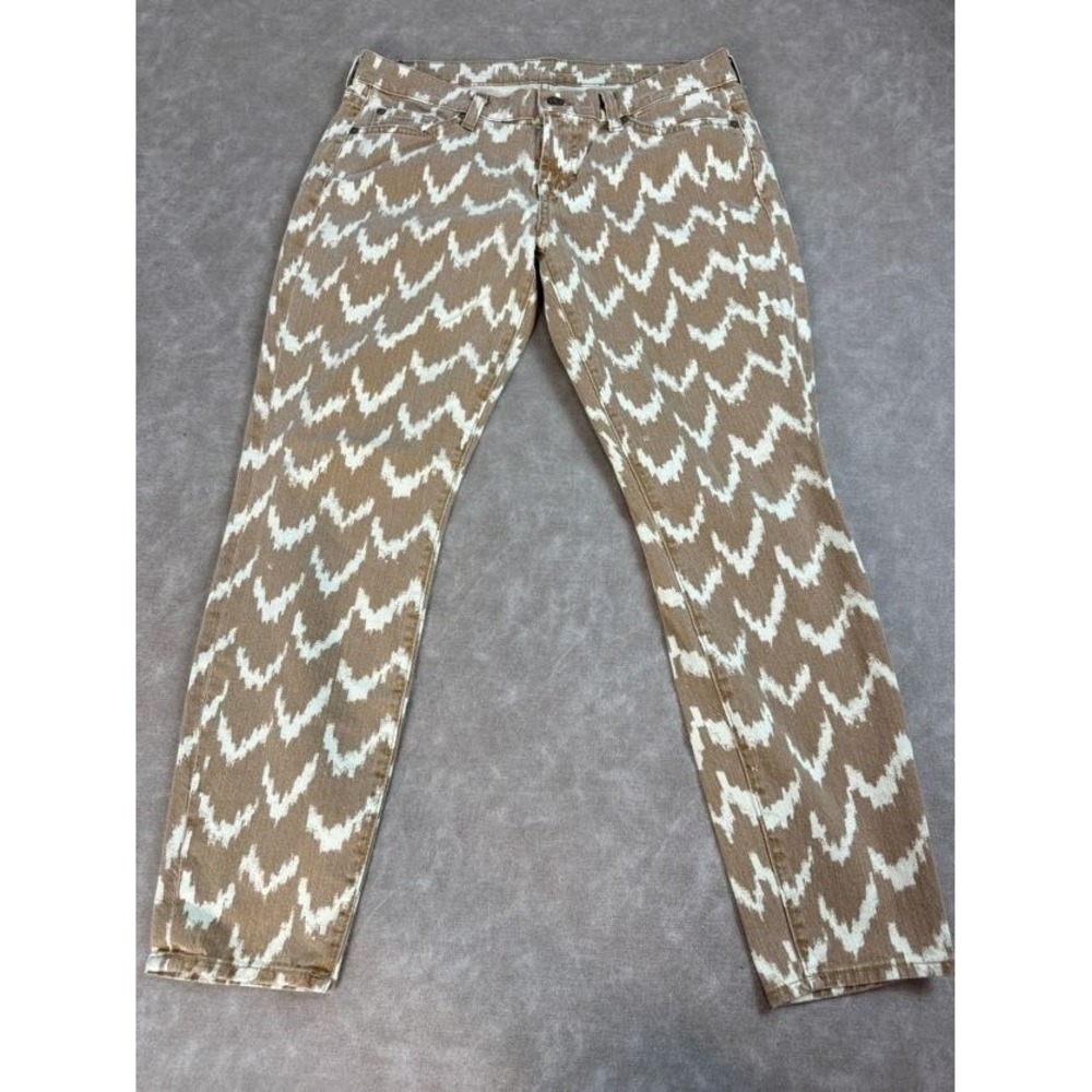 7‎ For All Mankind Womens Jeans Zigzag Yellow Mustard Chevron Skinny Pants 30